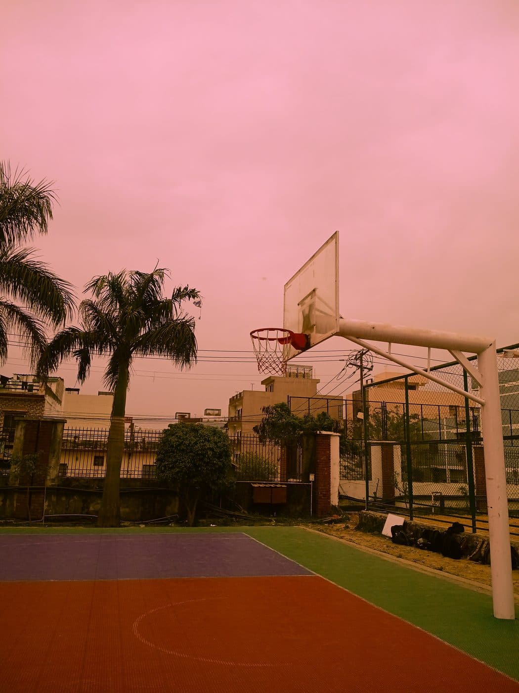 Pink Sky Over the Court